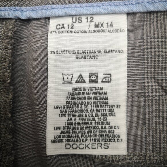 Dockers Ladies Size 12 Grey Plaid Wide Straight Legs Capri Pants - Picture 4 of 15